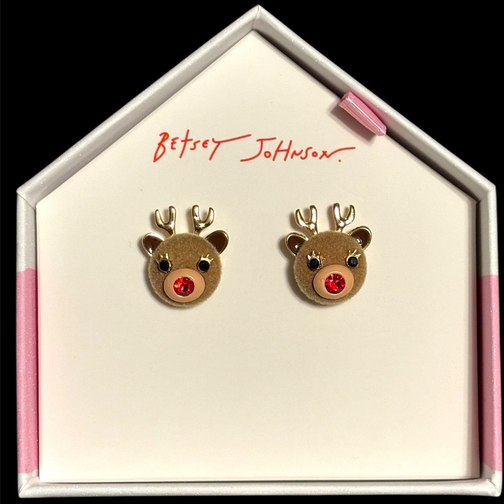 NWT•Betsey Johnson Christmas Collection Reindeer Earrings